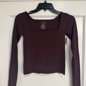 Free People Square Neck Long Sleeve Top - Brown